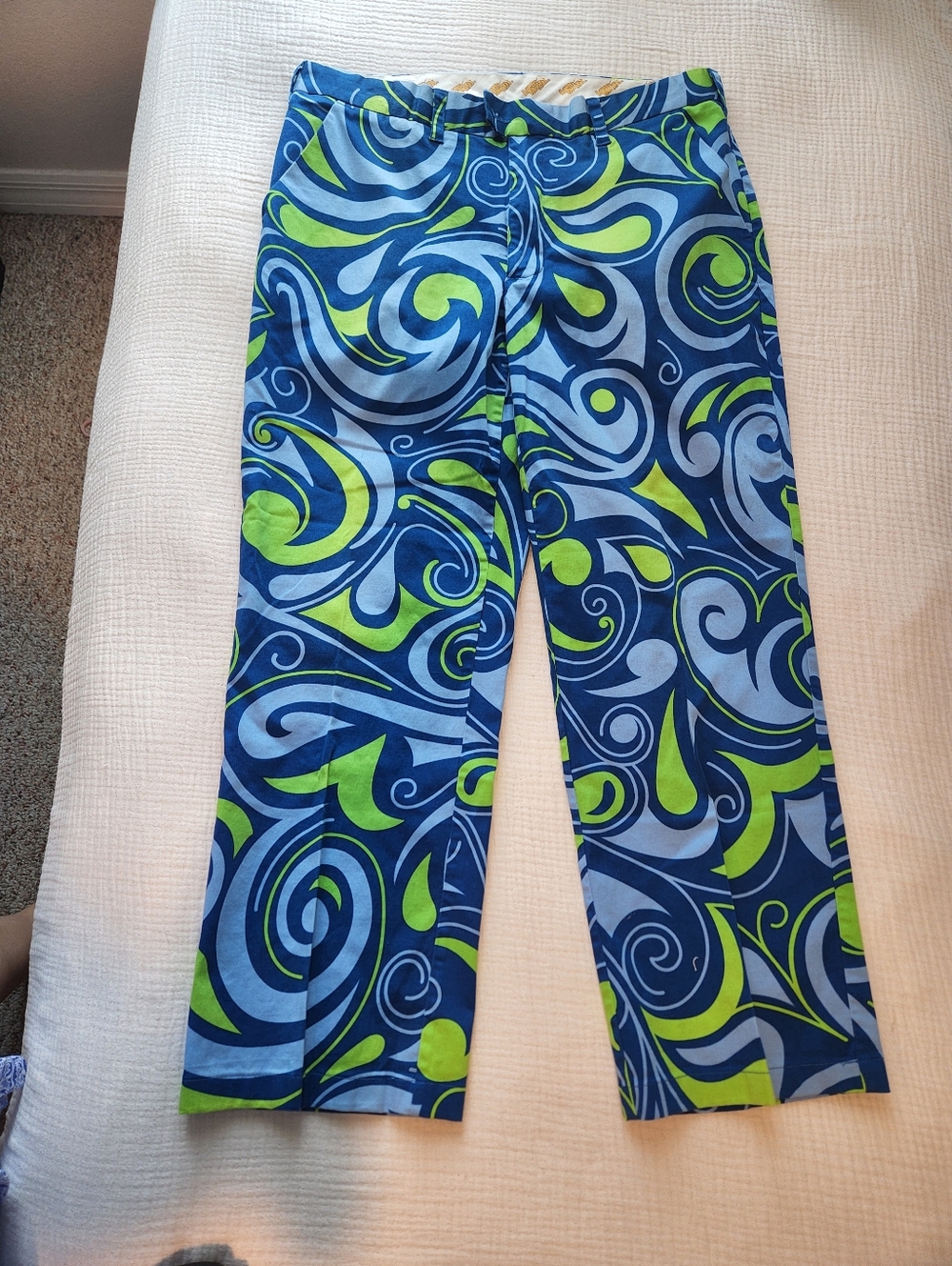 Loudmouth Blue and Lime Swirl Print Men's Pants